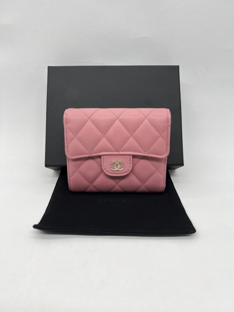 Chanel Classic Trifold Wallet Caviar Pink GHW