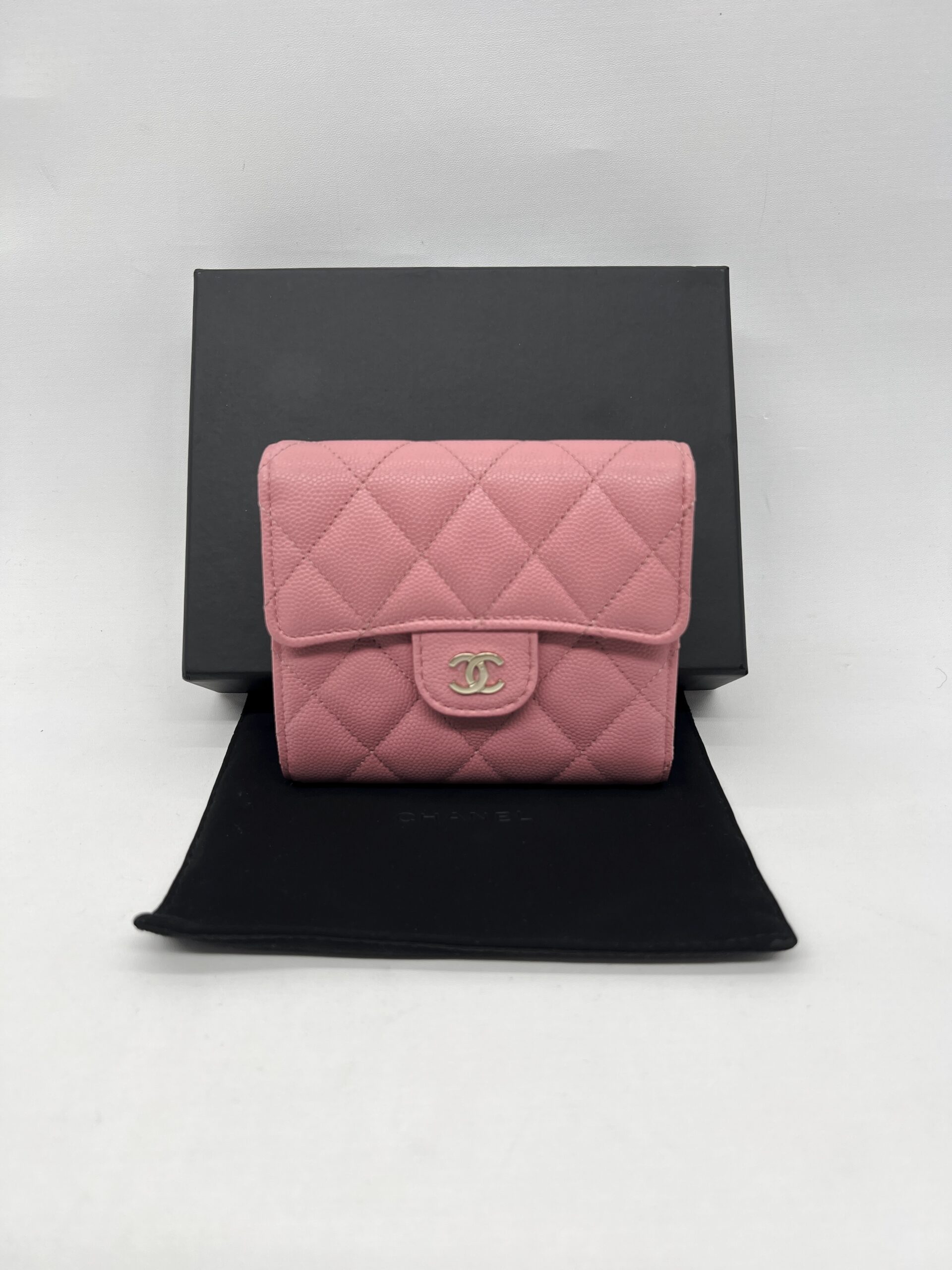 Chanel Classic Trifold Wallet Caviar Pink GHW