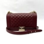 Chanel Boy 25 Lambskin Maroon GHW