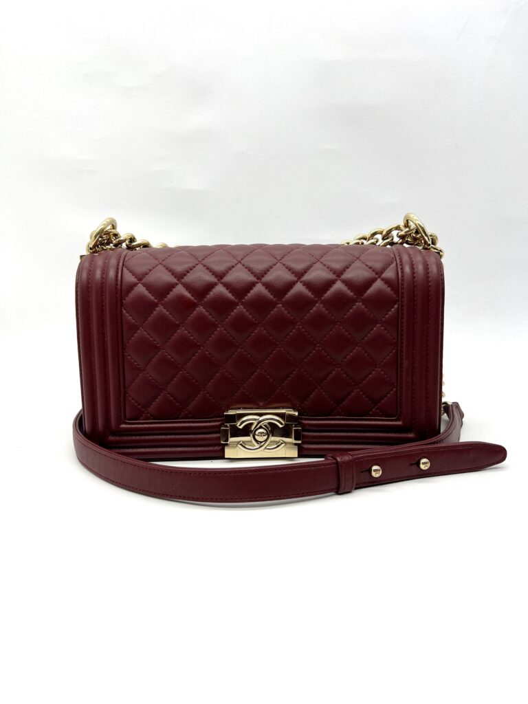 Chanel Boy 25 Lambskin Maroon GHW