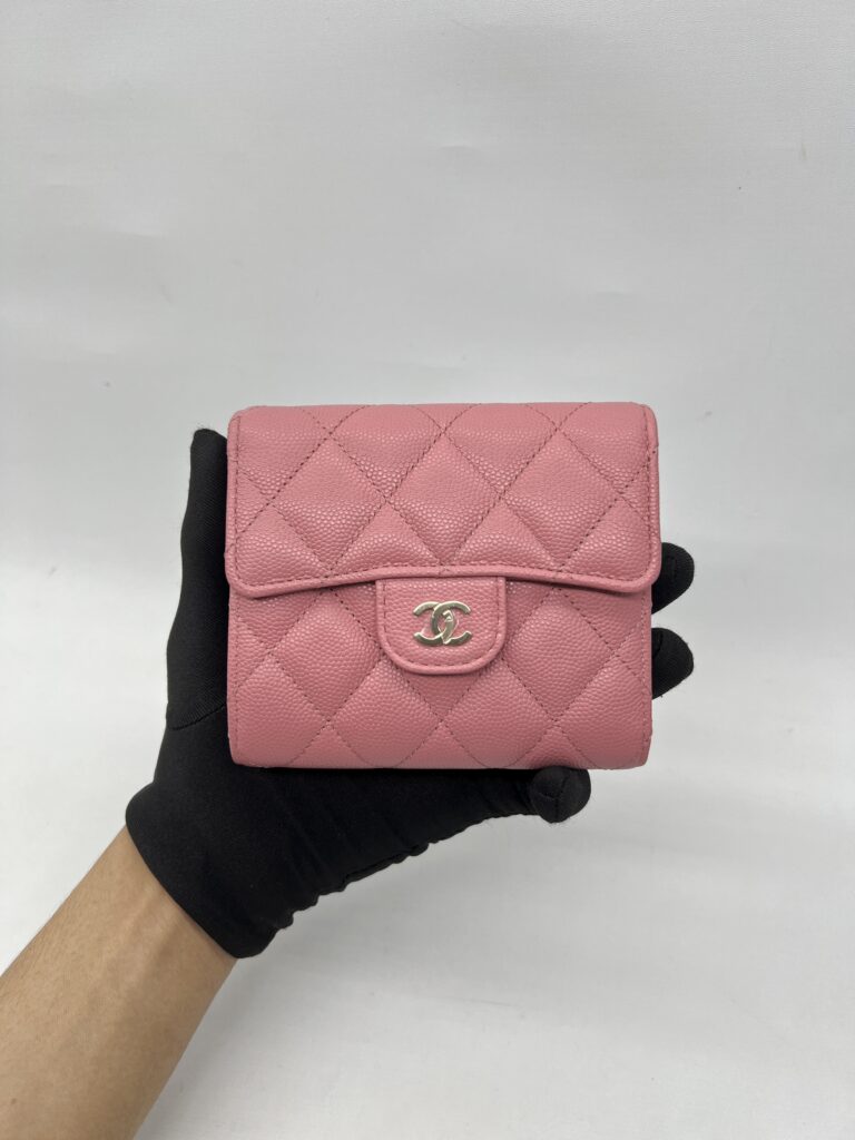 Chanel Classic Trifold Wallet Caviar Pink GHW