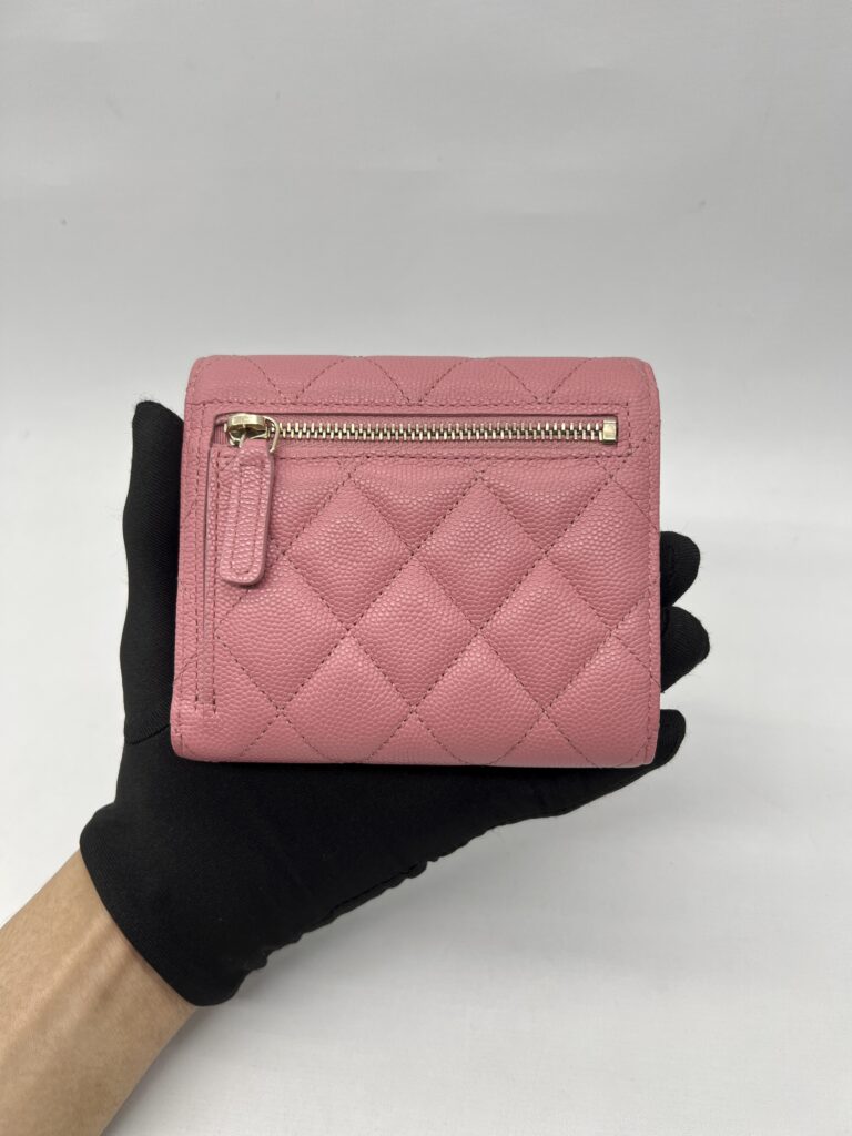 Chanel Classic Trifold Wallet Caviar Pink GHW