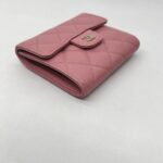 Chanel Classic Trifold Wallet Caviar Pink GHW
