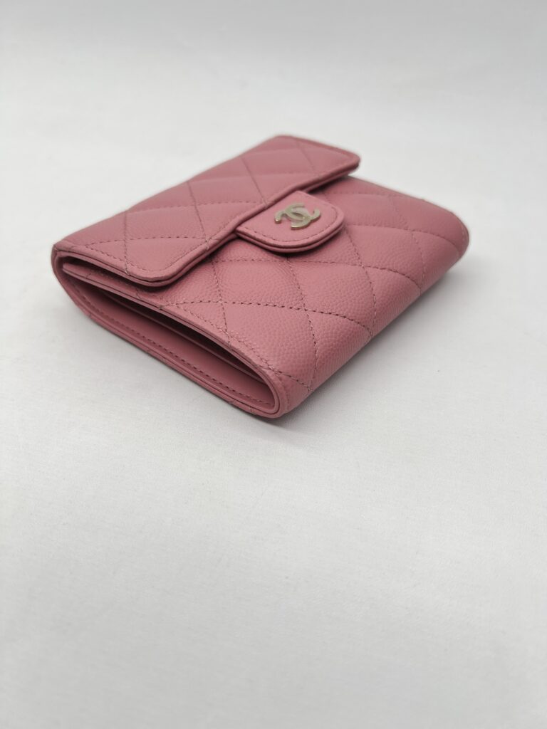 Chanel Classic Trifold Wallet Caviar Pink GHW