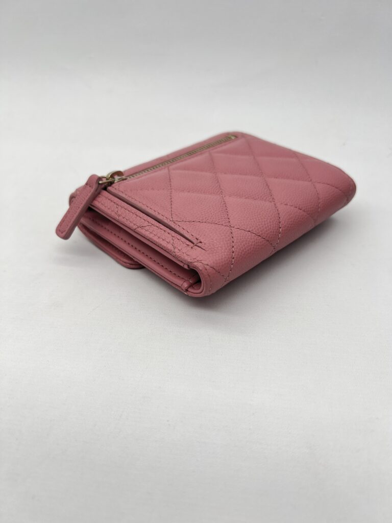 Chanel Classic Trifold Wallet Caviar Pink GHW