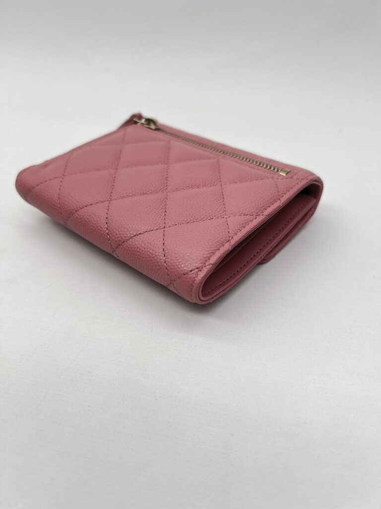 Chanel Classic Trifold Wallet Caviar Pink GHW