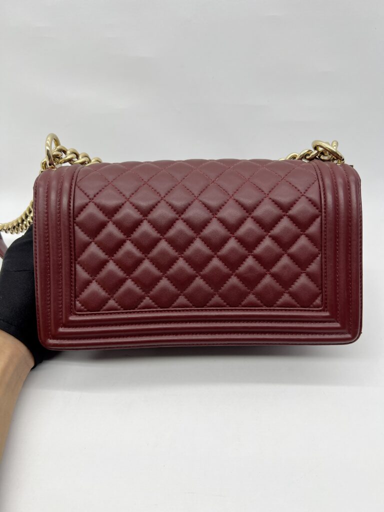 Chanel Boy 25 Lambskin Maroon GHW