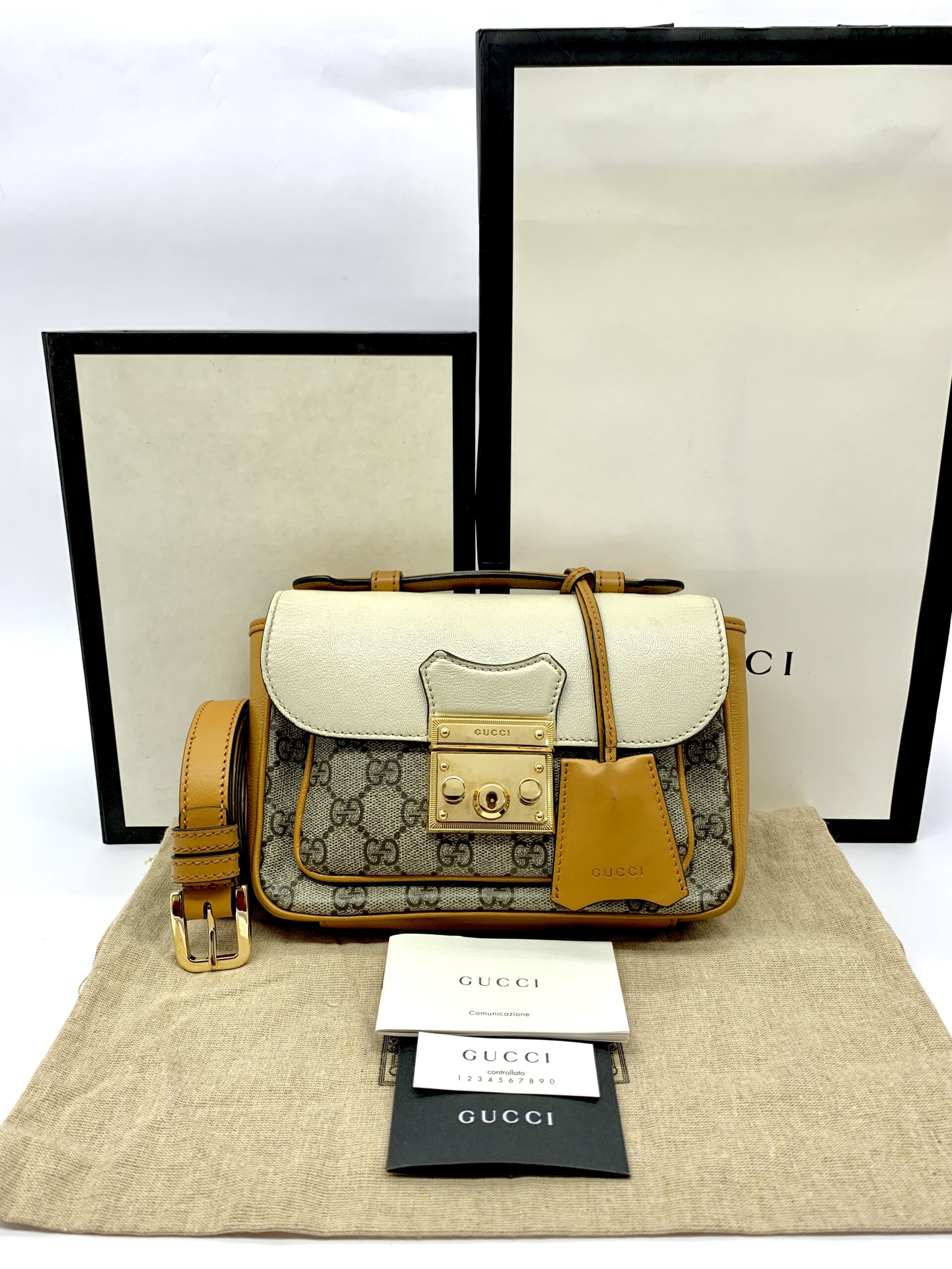 Gucci Padlock Slingbag GG Supreme Ivory Saffran GHW