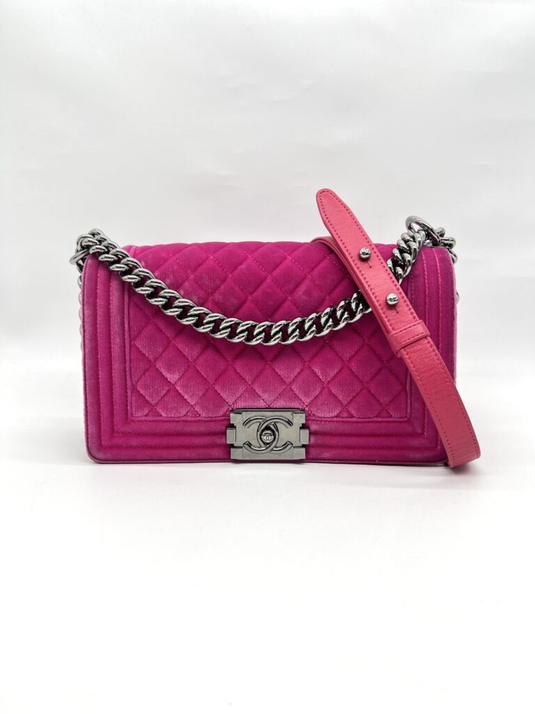 Chanel Boy 25 Pink Velvet SHW