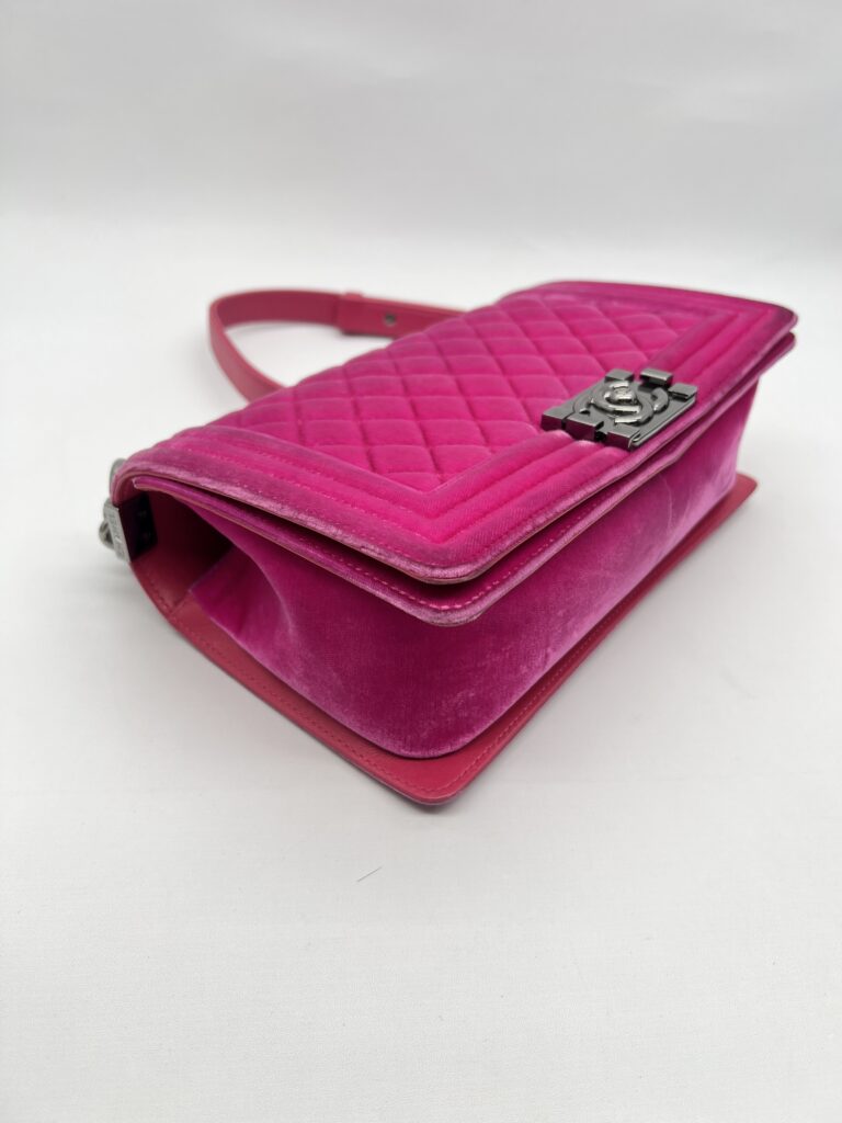 Chanel Boy 25 Pink Velvet SHW