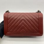 Chanel Boy 28 Caviar Red Chevron RHW