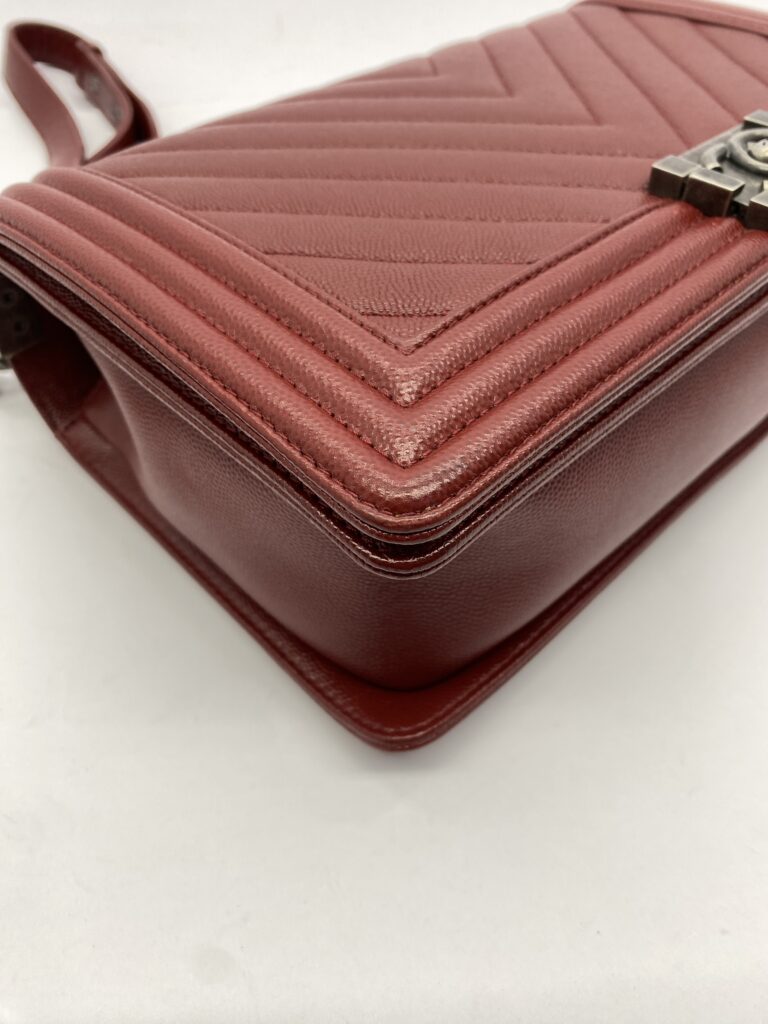 Chanel Boy 28 Caviar Red Chevron RHW