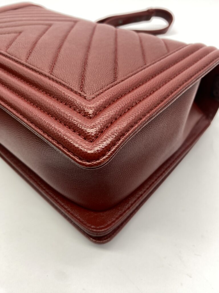 Chanel Boy 28 Caviar Red Chevron RHW