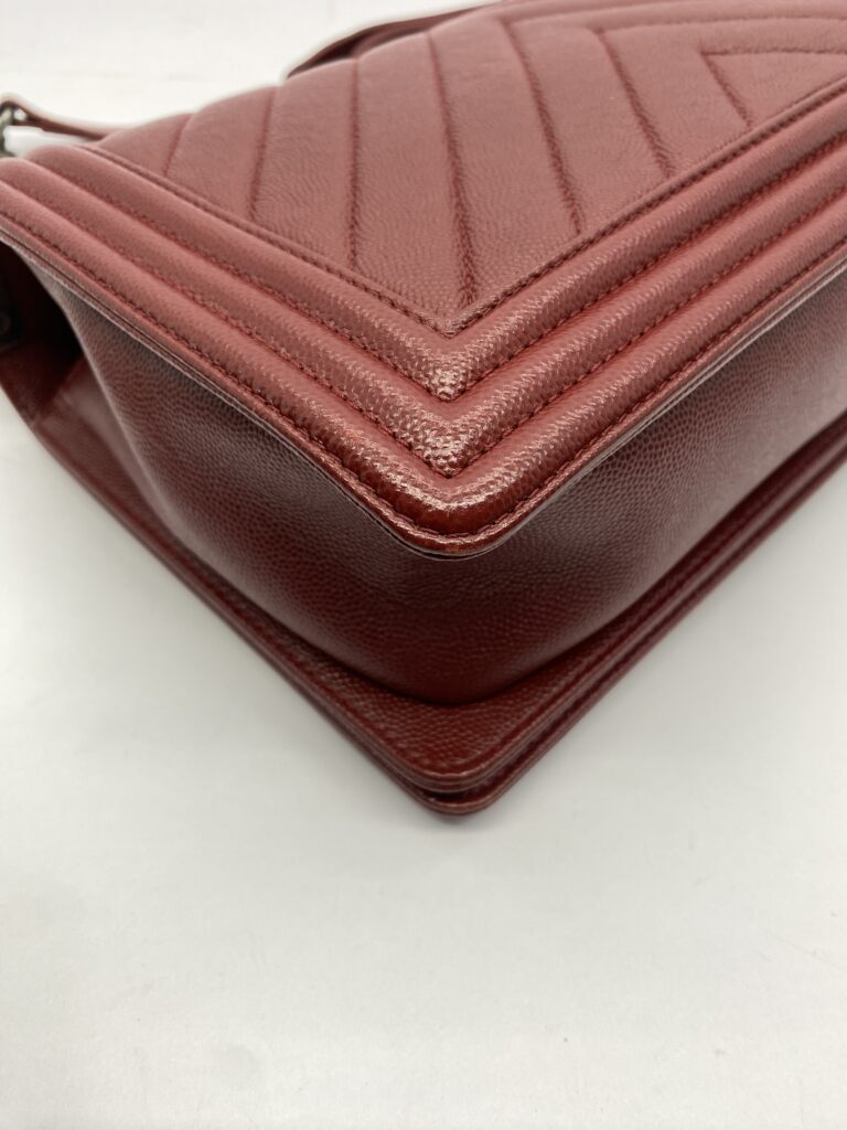 Chanel Boy 28 Caviar Red Chevron RHW