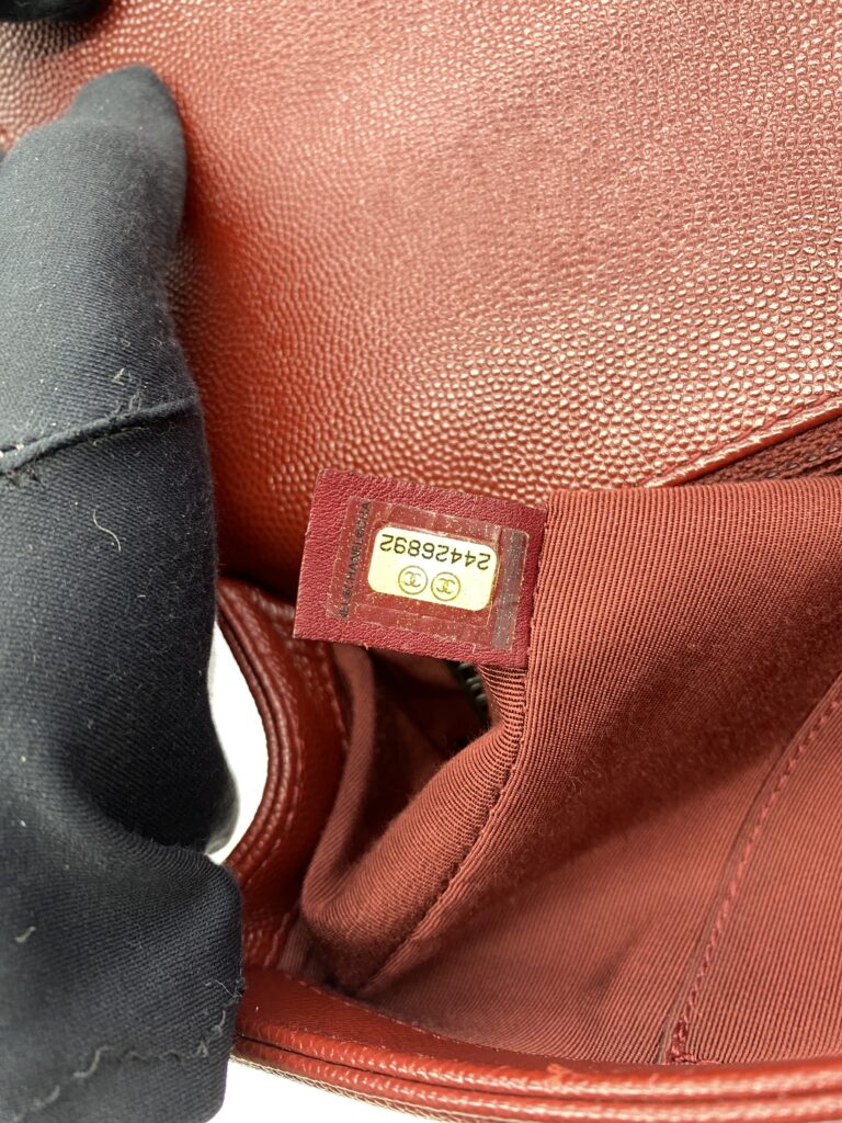 Chanel Boy 28 Caviar Red Chevron RHW