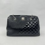 Chanel Coco Boy Shopping Tote Patent Black SHW