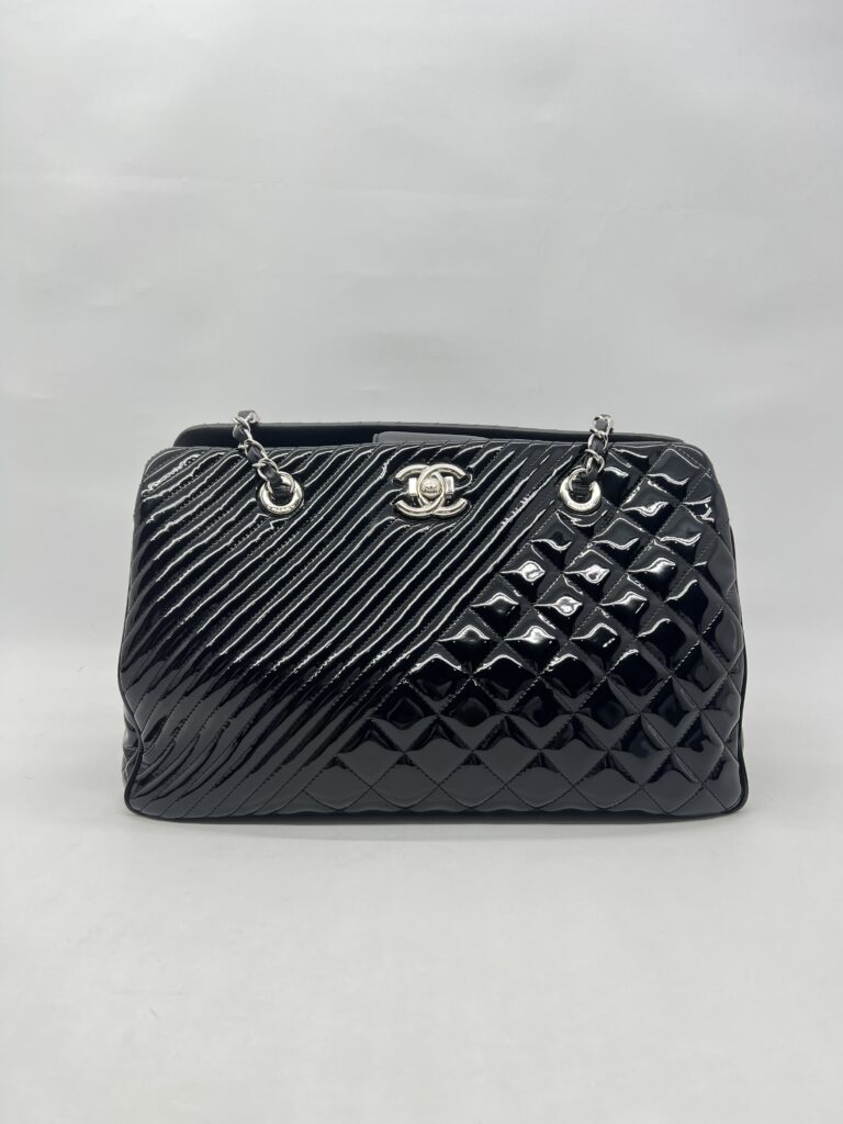 Chanel Coco Boy Shopping Tote Patent Black SHW