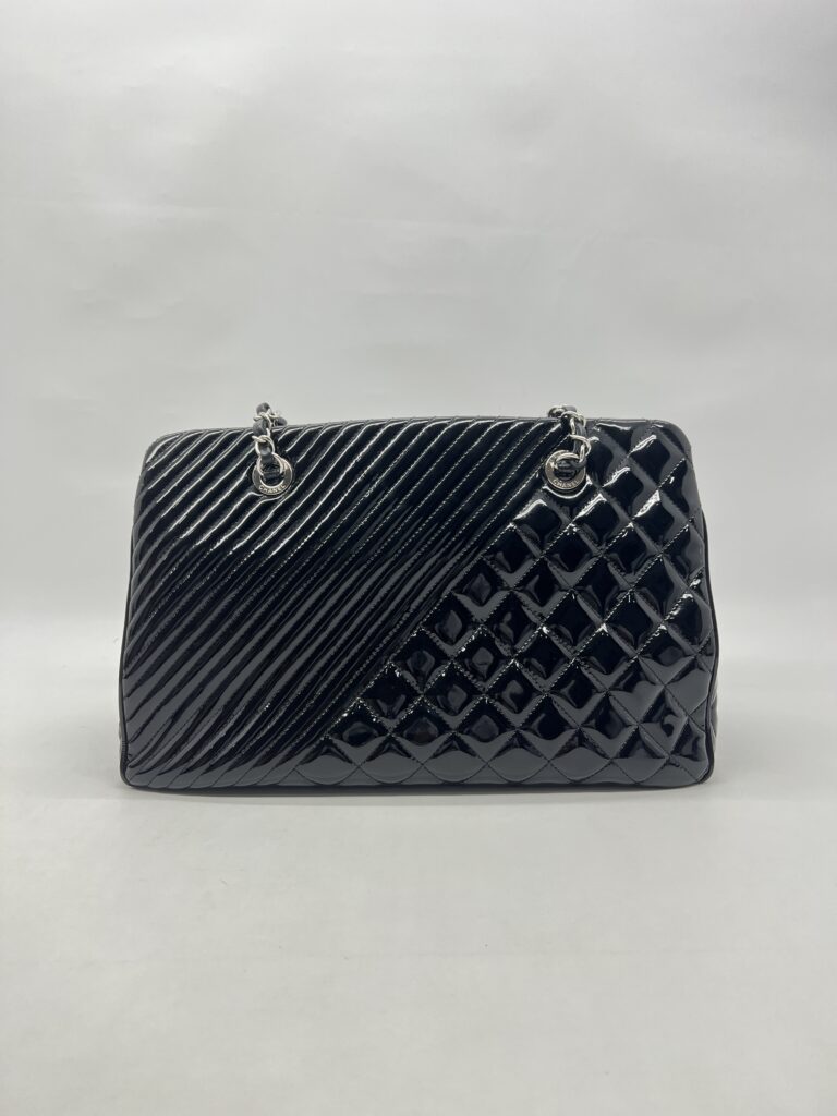 Chanel Coco Boy Shopping Tote Patent Black SHW