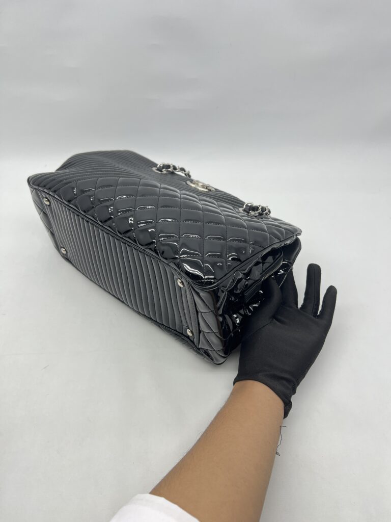 Chanel Coco Boy Shopping Tote Patent Black SHW