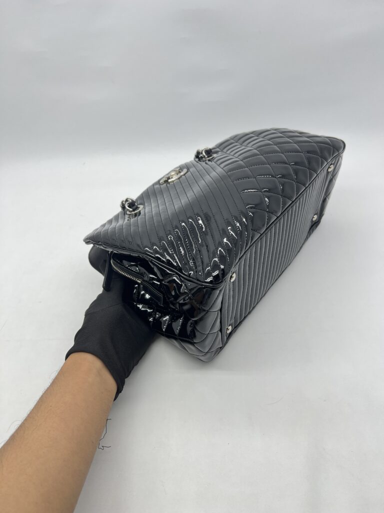 Chanel Coco Boy Shopping Tote Patent Black SHW