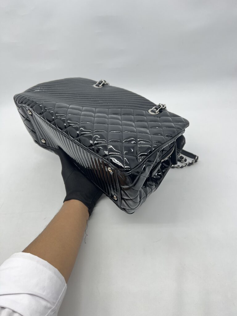 Chanel Coco Boy Shopping Tote Patent Black SHW