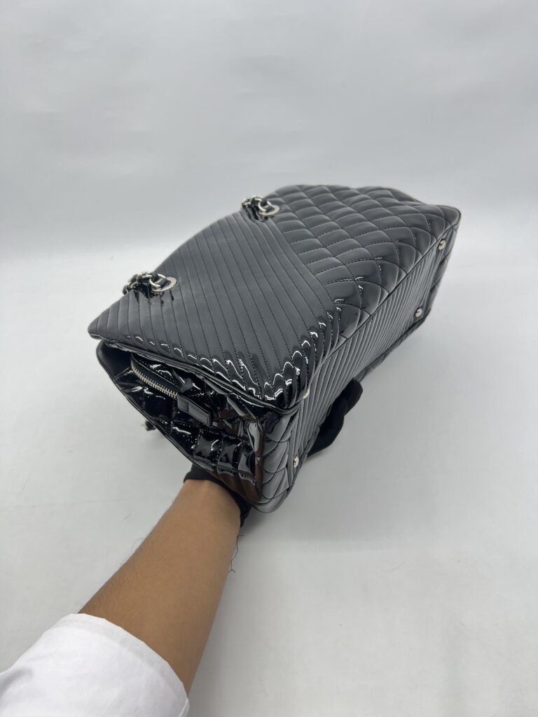 Chanel Coco Boy Shopping Tote Patent Black SHW