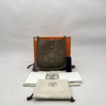 Hermes Mini Evelyne Clemence Etoupe Bleu Indigo GHW
