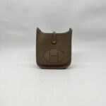Hermes Mini Evelyne Clemence Etoupe Bleu Indigo GHW