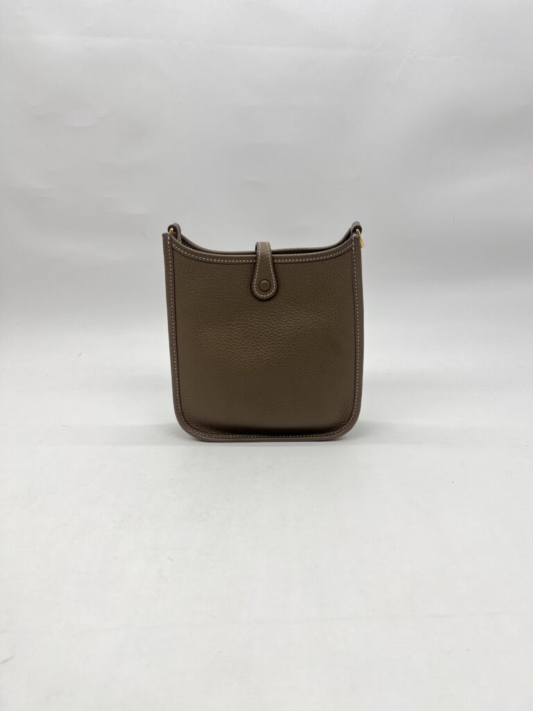 Hermes Mini Evelyne Clemence Etoupe Bleu Indigo GHW