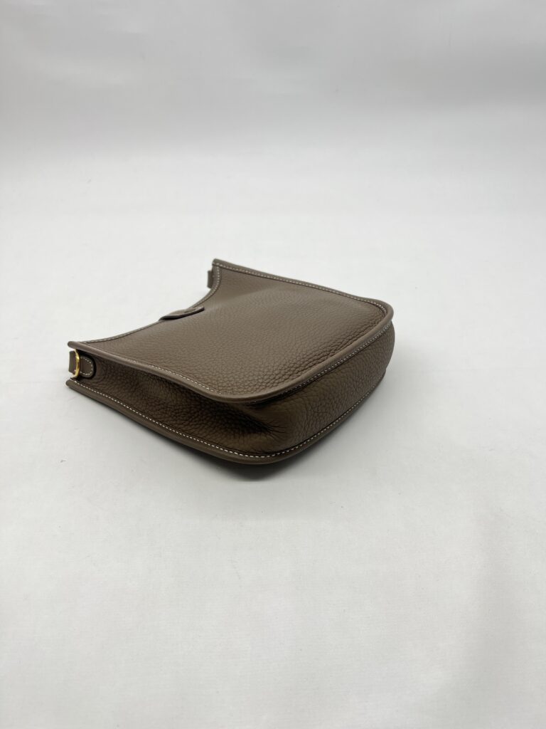 Hermes Mini Evelyne Clemence Etoupe Bleu Indigo GHW