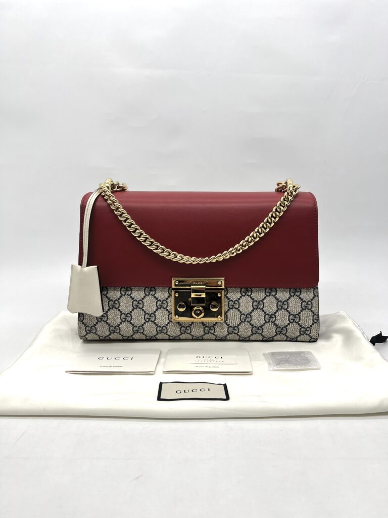 Gucci Medium Padlock Monogram GG Supreme Red Navy GHW