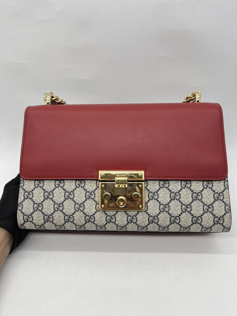 Gucci Medium Padlock Monogram GG Supreme Red Navy GHW