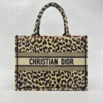 Dior Medium Book Tote Canvas Leopard Beige