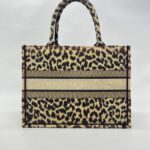 Dior Medium Book Tote Canvas Leopard Beige