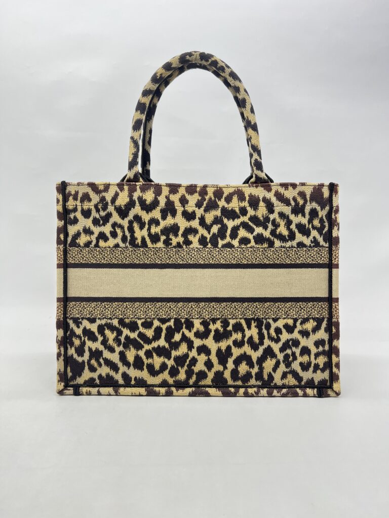 Dior Medium Book Tote Canvas Leopard Beige