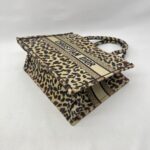 Dior Medium Book Tote Canvas Leopard Beige
