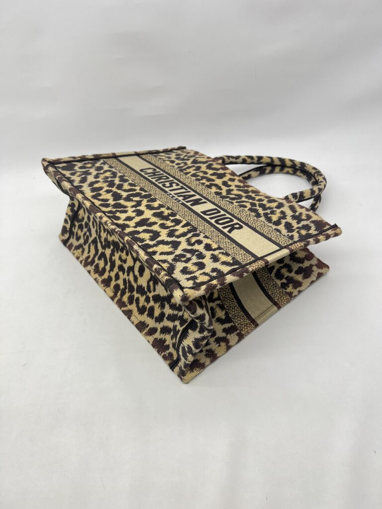Dior Medium Book Tote Canvas Leopard Beige