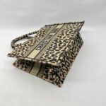 Dior Medium Book Tote Canvas Leopard Beige