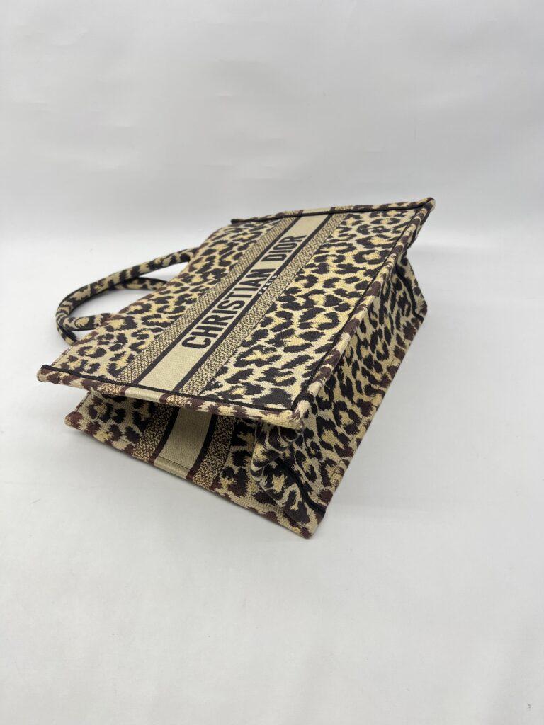 Dior Medium Book Tote Canvas Leopard Beige