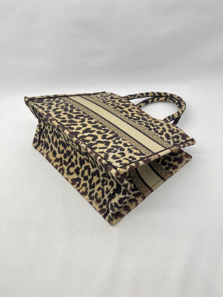 Dior Medium Book Tote Canvas Leopard Beige