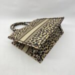 Dior Medium Book Tote Canvas Leopard Beige