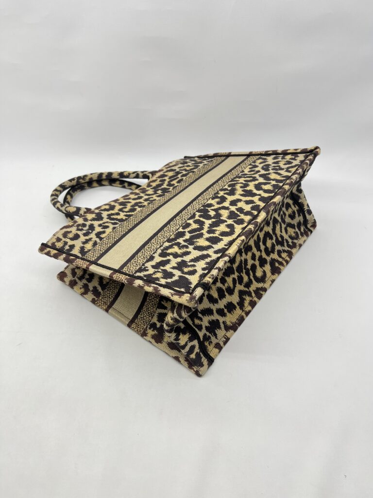 Dior Medium Book Tote Canvas Leopard Beige