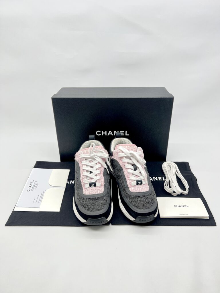 Chanel CC Trainer Sneaker Black Pink Tweed