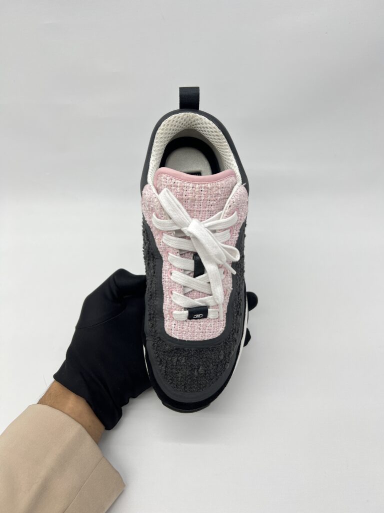 Chanel CC Trainer Sneaker Black Pink Tweed