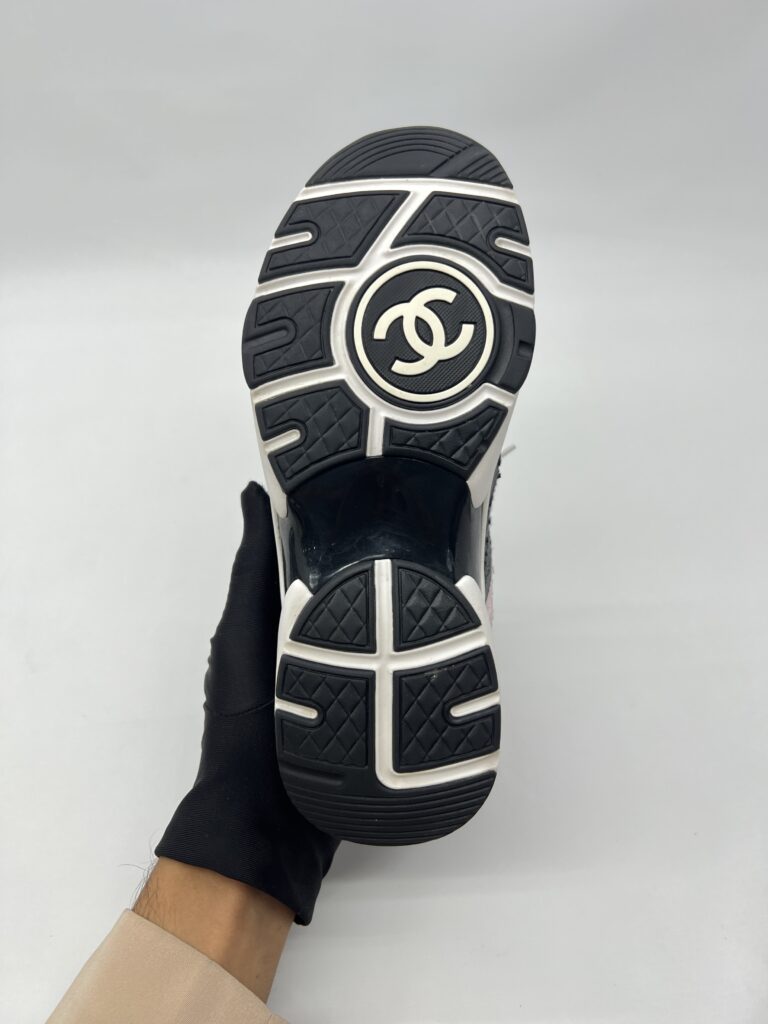 Chanel CC Trainer Sneaker Black Pink Tweed