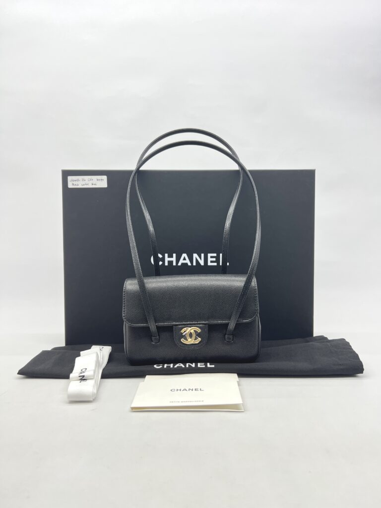 Chanel C26 Preppy Long Handle Caviar Black GHW