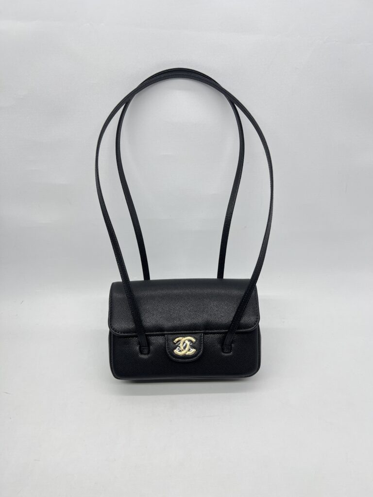 Chanel C26 Preppy Long Handle Caviar Black GHW