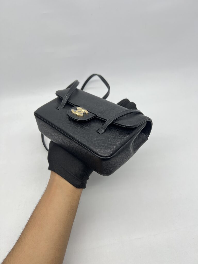Chanel C26 Preppy Long Handle Caviar Black GHW