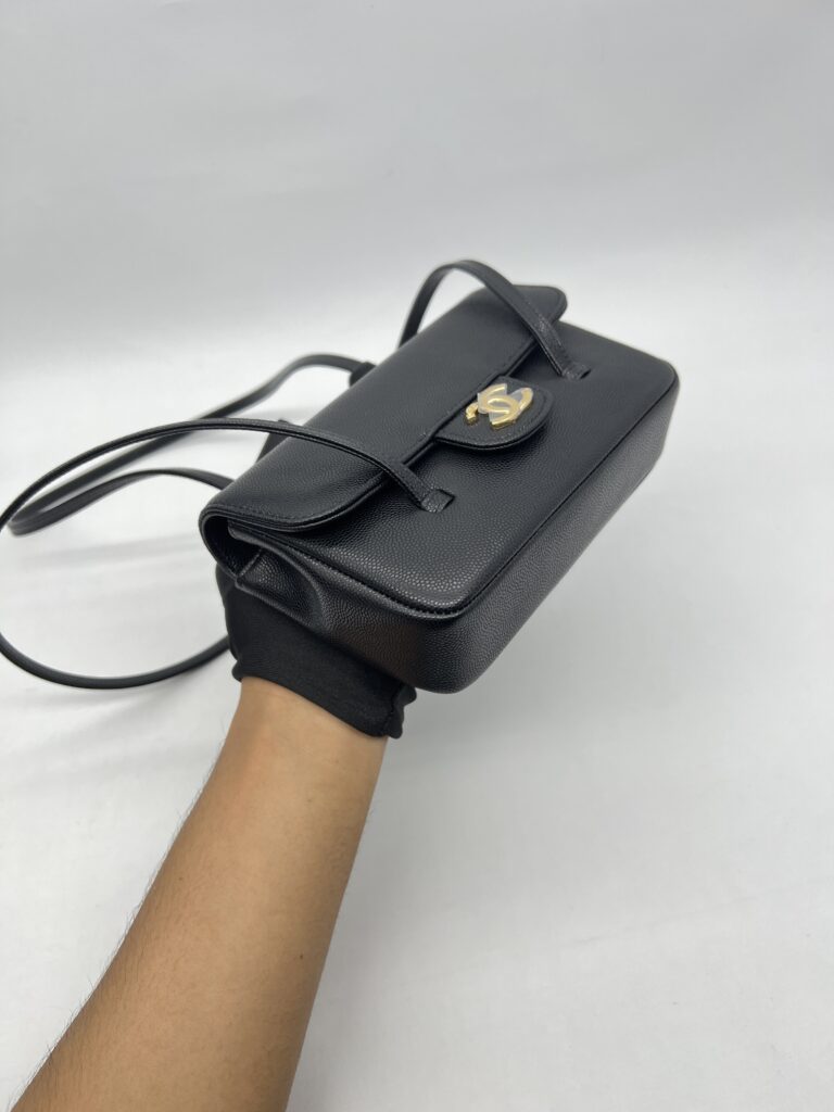 Chanel C26 Preppy Long Handle Caviar Black GHW