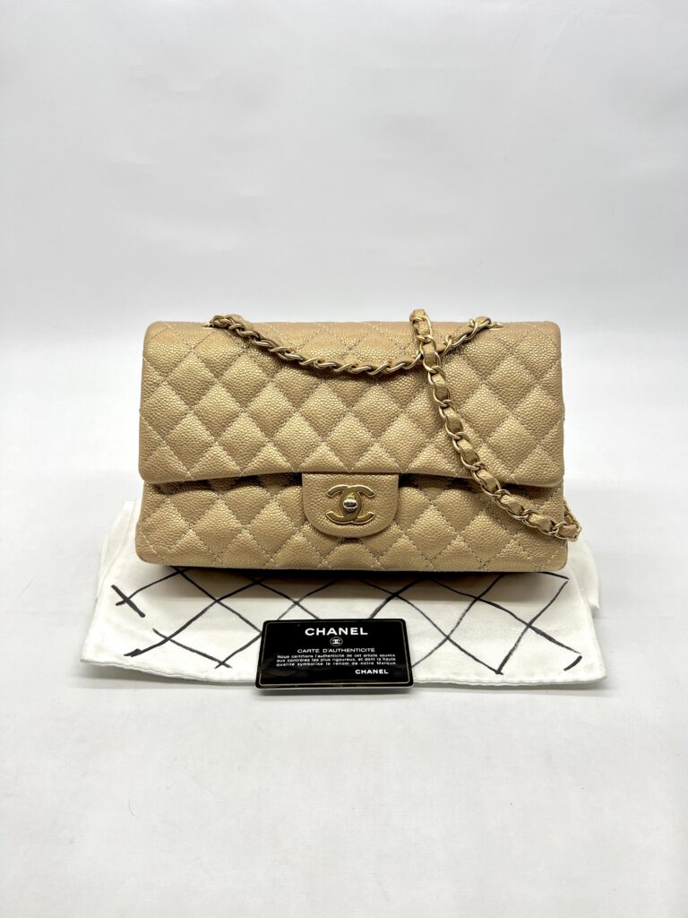 Chanel Classic Medium D Flap Caviar Gold GHW